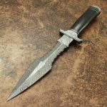 Beautiful Custom Handmade Damascus Steel Dagger Knife Handle Bull Horn With Damascus Clip