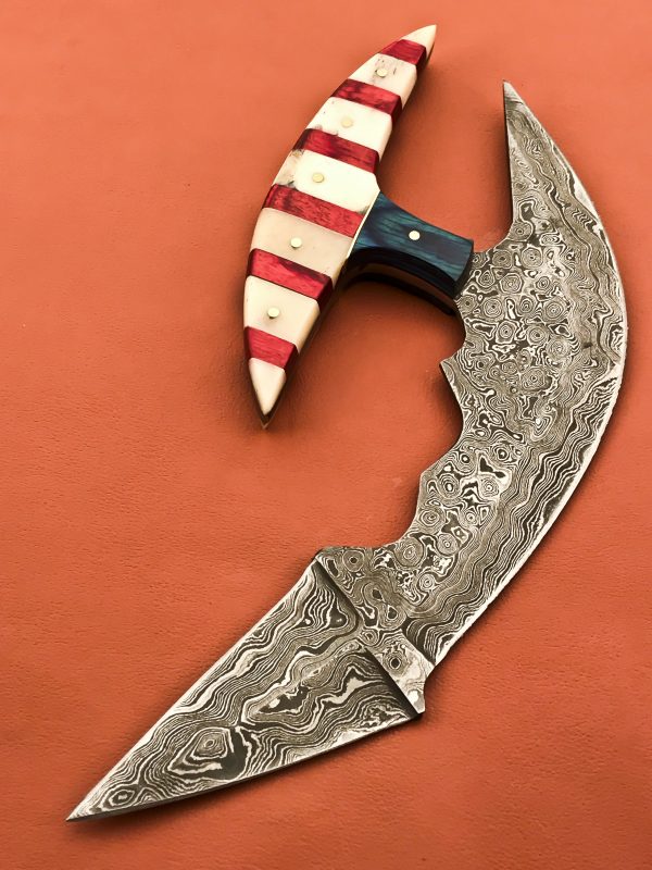 Sizzling Custom Handmade Damascus Steel Hunting Knife Handle USA Flag Design Bone & Wood - Image 8