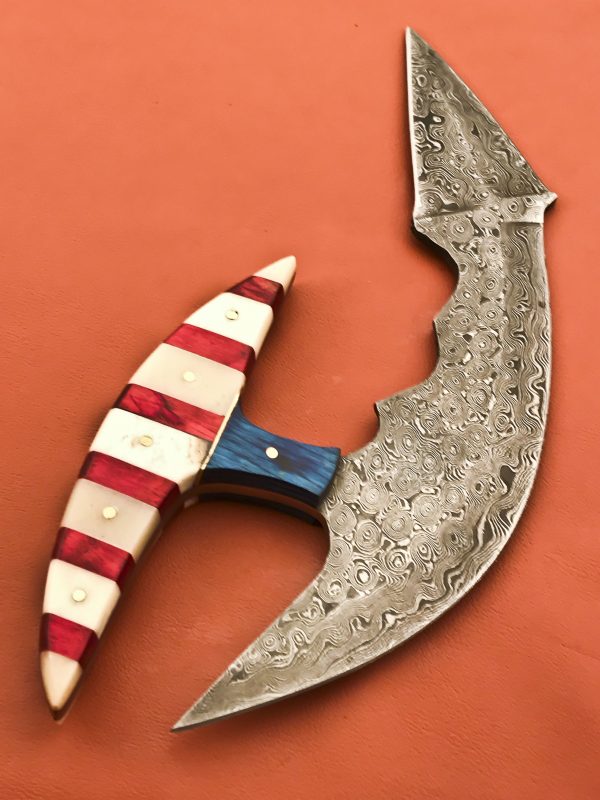 Sizzling Custom Handmade Damascus Steel Hunting Knife Handle USA Flag Design Bone & Wood - Image 2