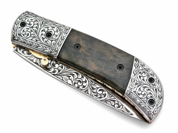 Beautiful Custom Handmade Engraved Pocket Folding Knife Color Bone Handle - Image 3