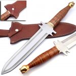 Beautiful Custom Handmade High Stainless Steel Dagger Knife Handle Leather with Brass Clip