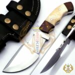 Beautiful Custom Handmade Damascus Steel Hunting Tracker Knife Handle Camel Bone with Micarta