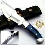 Beautiful Custom Handmade Damascus Steel Hunting Tracker Knife Handle Colored Camel Bone