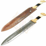 Sizzco Custom Hand Forged Damascus Steel Sword Olive Wood & Bull Horn