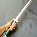 Beautiful Custom Made D2 Steel Full Tang Sword Handle Micarta with Leather Sheath