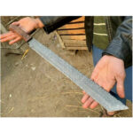 Beautiful Custom Handmade Damascus Steel Hunting Tanto Sword With Natural Wood Handle