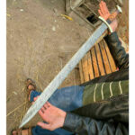 Sizzco Custom Handmade Damascus Steel Dagger Sword-Brass Guard-Hard Wood
