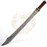 Beautiful Custom Made Damascus Steel Super Sharp Blade Sword Natural Wood