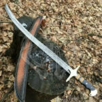 Beautiful Custom Made Damascus Steel Hunting Sword-Mosaic Pin