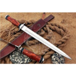 Beautiful Custom Made D2 Steel Dagger Sword-Natural Wood
