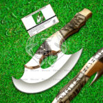 Beautiful Custom D2 Full Tang Art Hatchet Tomahawk Axe Handle Ram Horn, Copper, Best Gift for Birthday, Anniversary