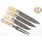 Beautiful Custom Handmade 4 PCs Damascus Steel Sharp Blade Kitchen Knife Set Perfect Hand Grip