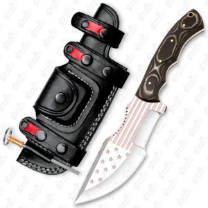 US FLAG Etching Custom Handmade 10" D2 Steel Tracker Knife with G10 Handle