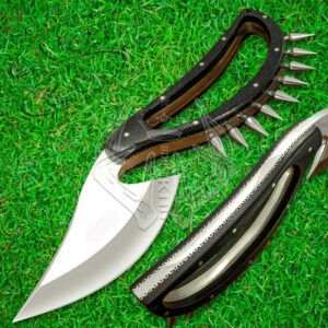 Beautiful Handmade D2 Steel Fixed Blade Hunting Camping Skinning Knife with Leather Sheath, Micarta Handle, Gift for Him